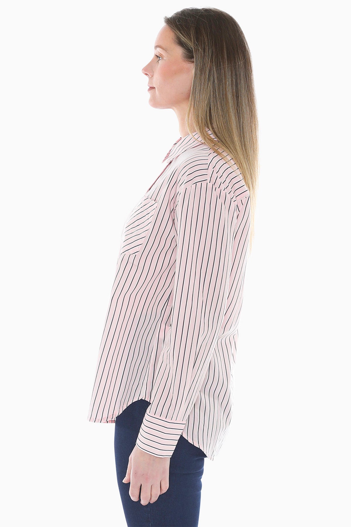 Stripe Shirt in Pink/Navy