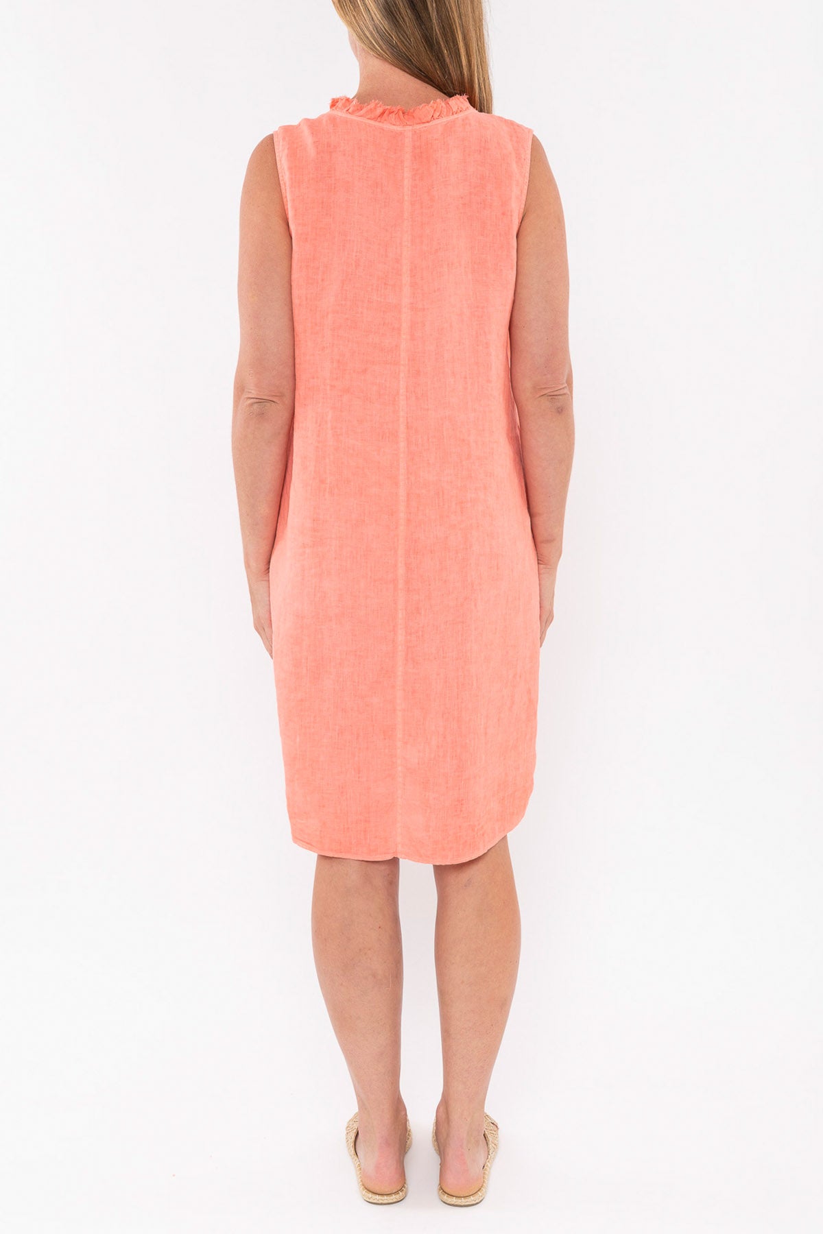 Ruffle V Neck Dress Melon