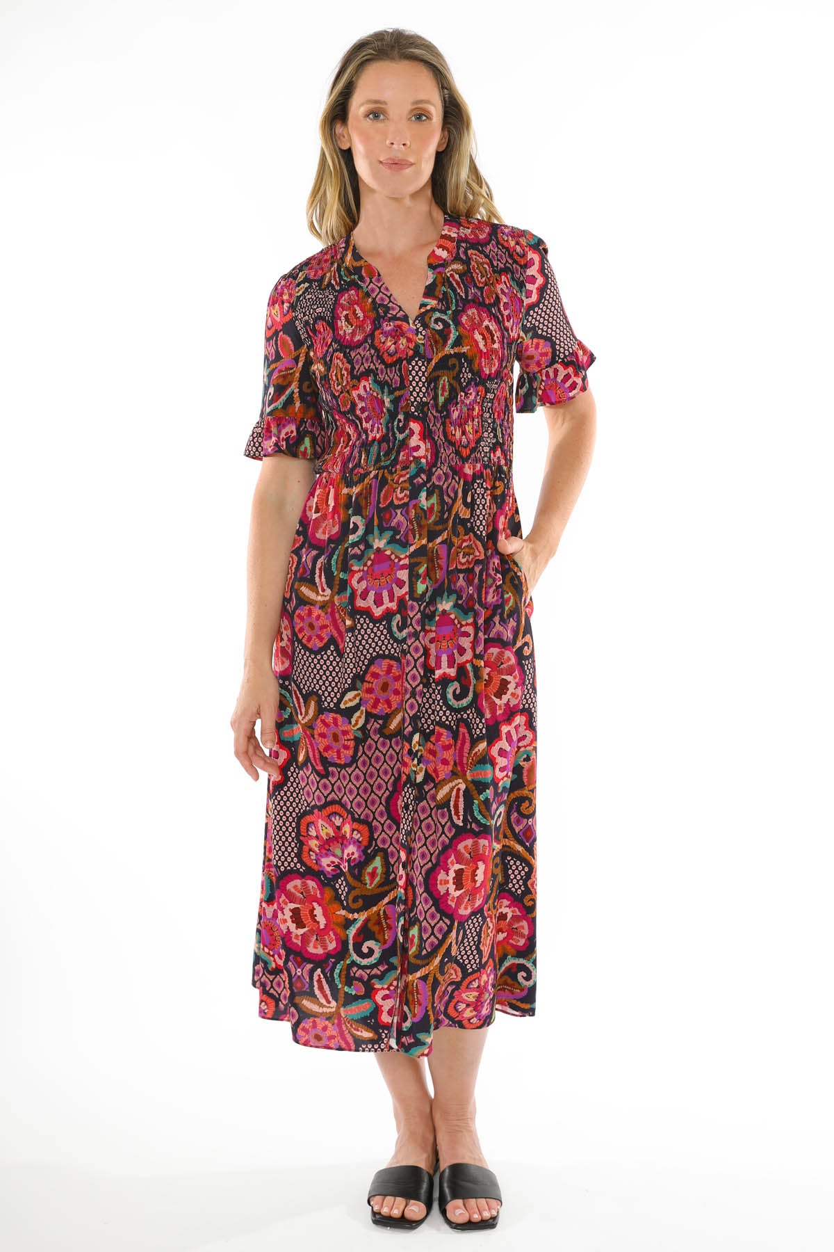 Women's Vibrant Tapestry Dress in Multicolour