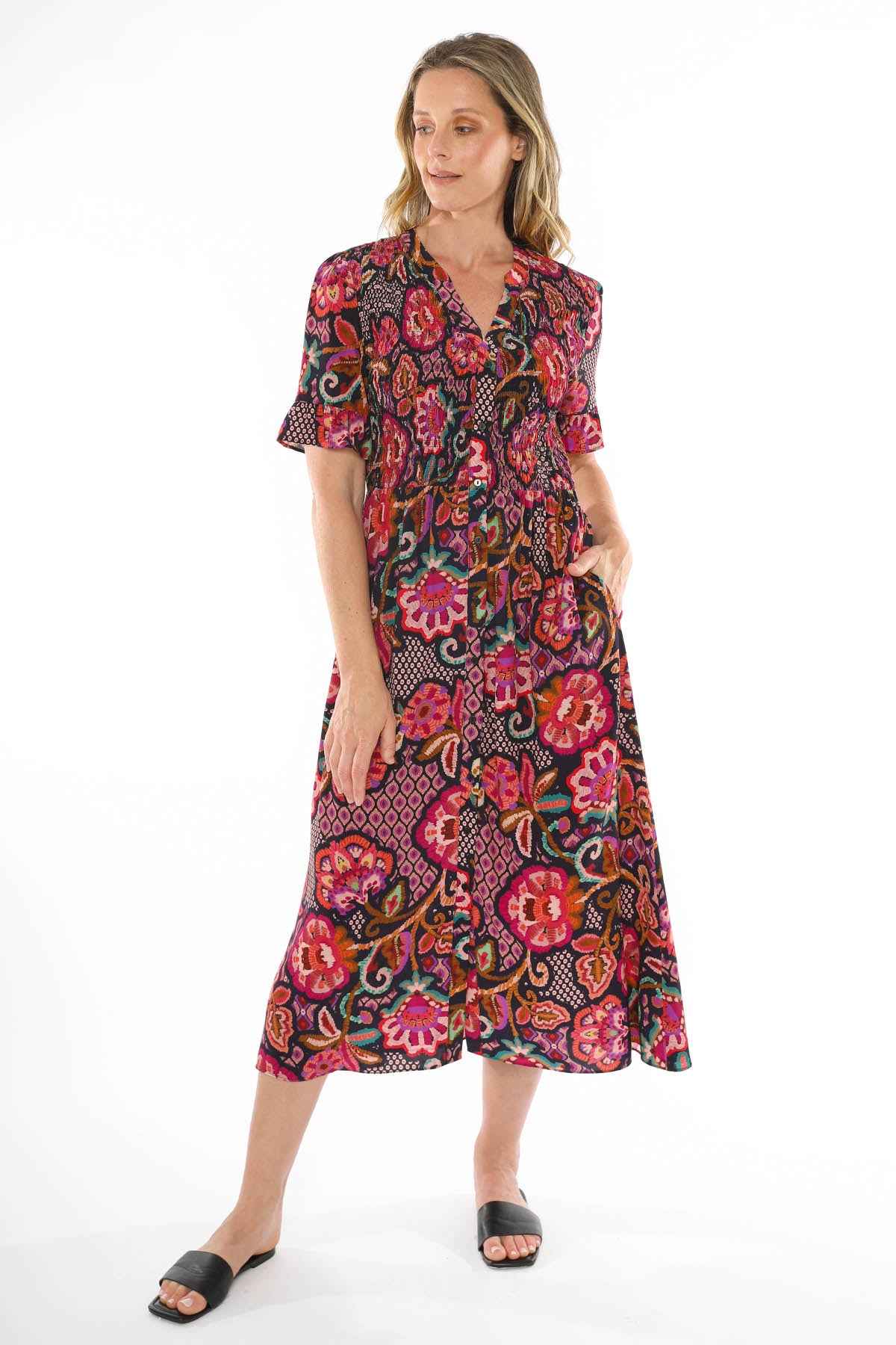 Women's Vibrant Tapestry Dress in Multicolour