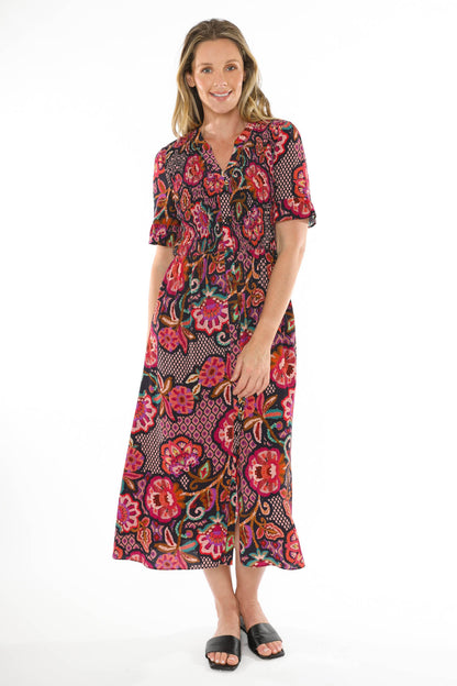 Women's Vibrant Tapestry Dress in Multicolour