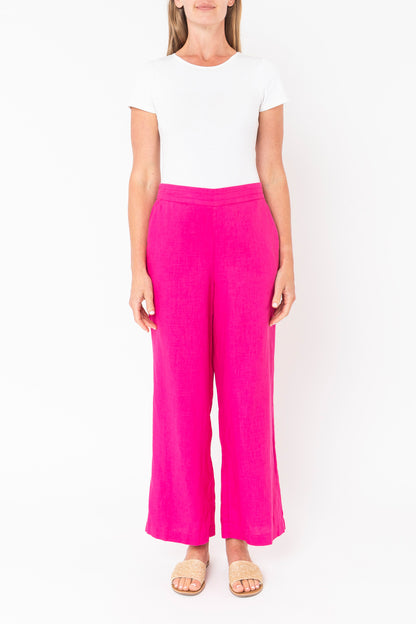 Wide Leg Linen Pants Magenta