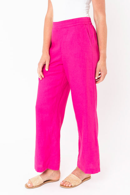 Wide Leg Linen Pants Magenta