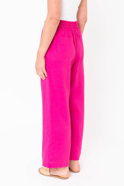 Wide Leg Linen Pants Magenta