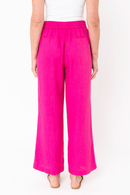 Wide Leg Linen Pants Magenta