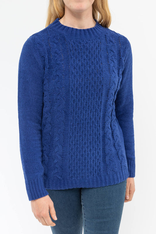 Cobalt Blue Cable Knit Pullover