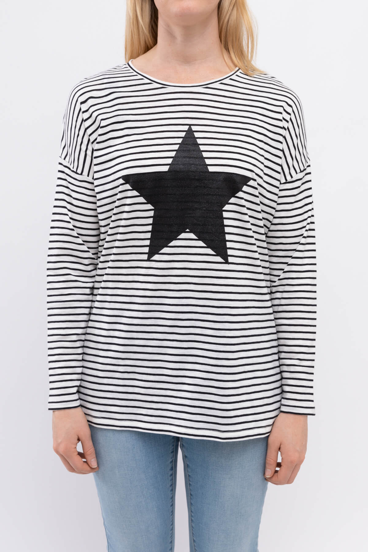 Long Sleeve Star Stripe Tee Cream/Black