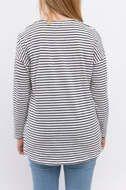 Long Sleeve Star Stripe Tee Cream/Black