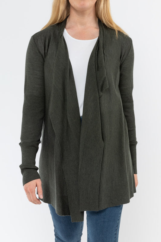 Long Sleeve Waterfall Cardi Olive