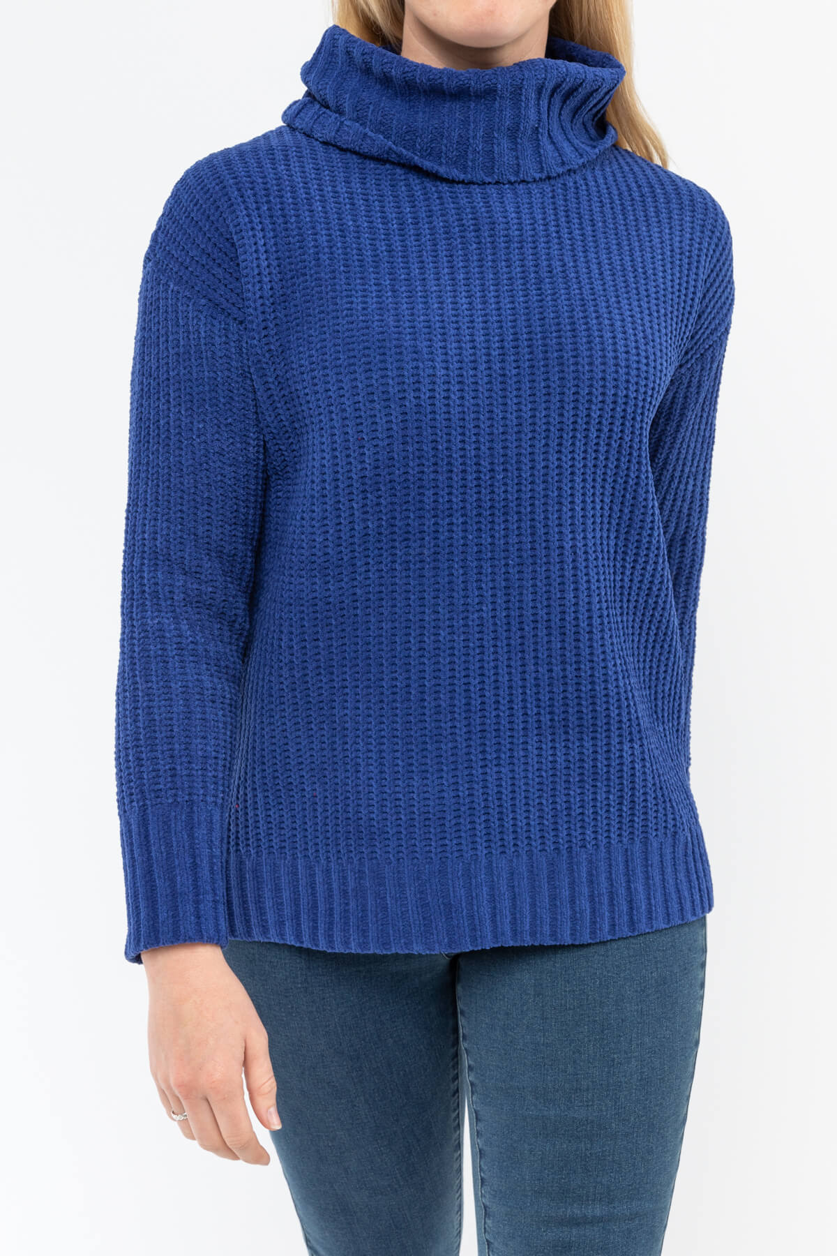 Roll Neck Rib Pullover Cobalt