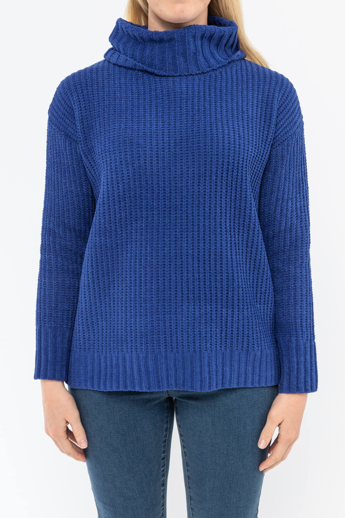 Roll Neck Rib Pullover Cobalt