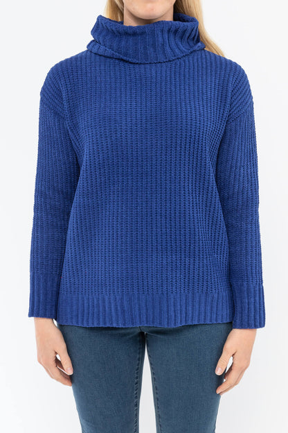 Roll Neck Rib Pullover Cobalt