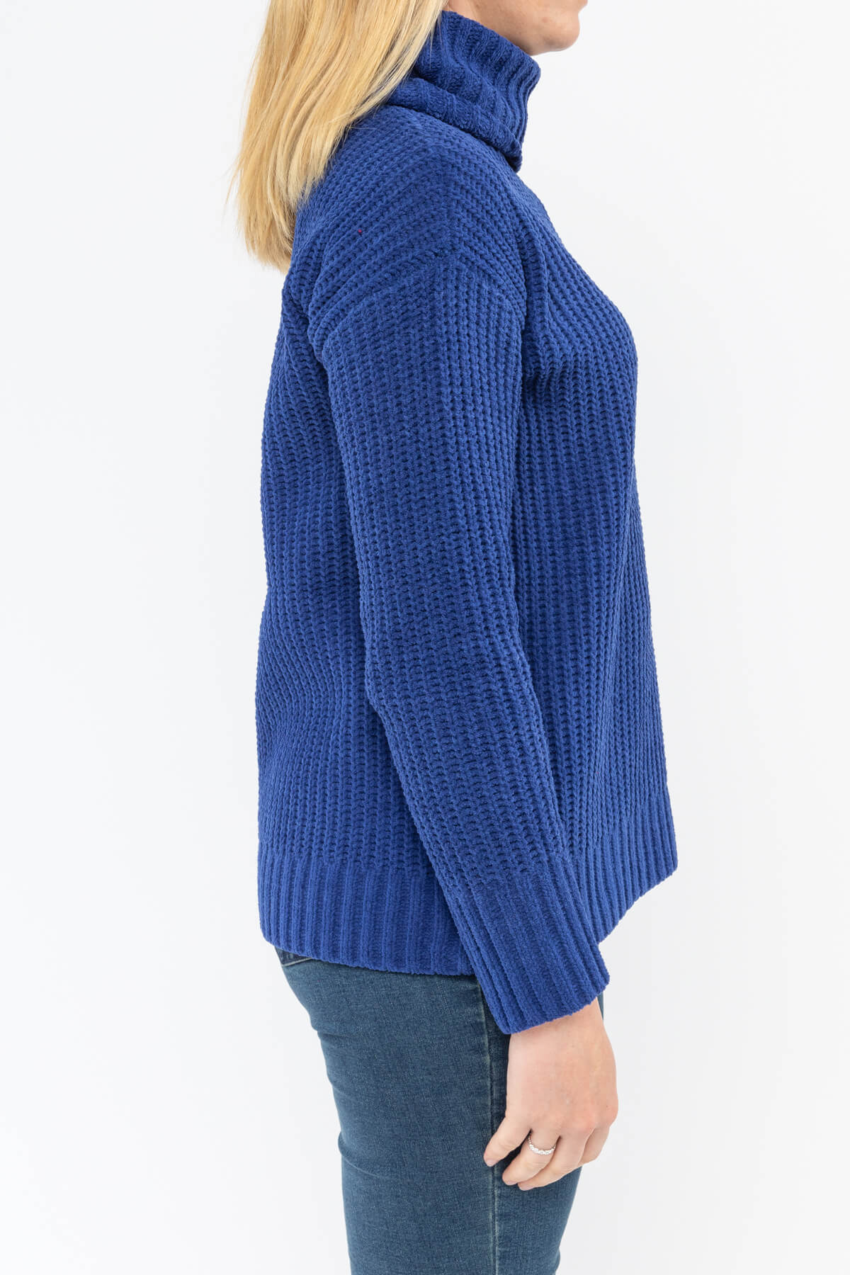 Roll Neck Rib Pullover Cobalt