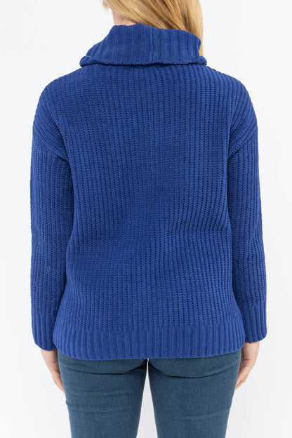 Roll Neck Rib Pullover Cobalt