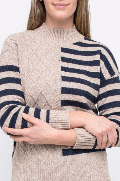 Cable Stripe Pullover Wheat