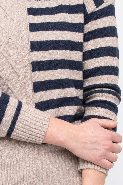 Cable Stripe Pullover Wheat