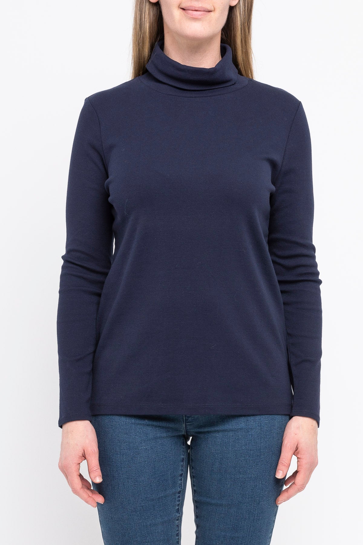 Long Sleeve Roll Neck Skivvy Navy