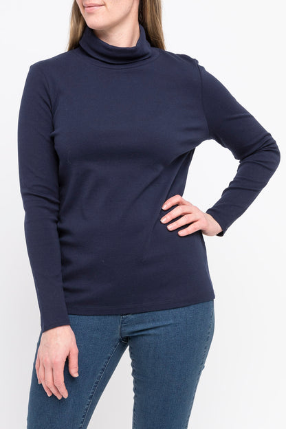 Long Sleeve Roll Neck Skivvy Navy