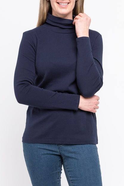 Long Sleeve Roll Neck Skivvy Navy