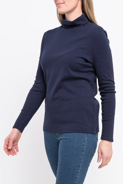 Long Sleeve Roll Neck Skivvy Navy