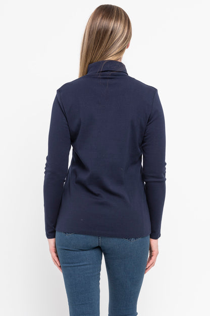 Long Sleeve Roll Neck Skivvy Navy