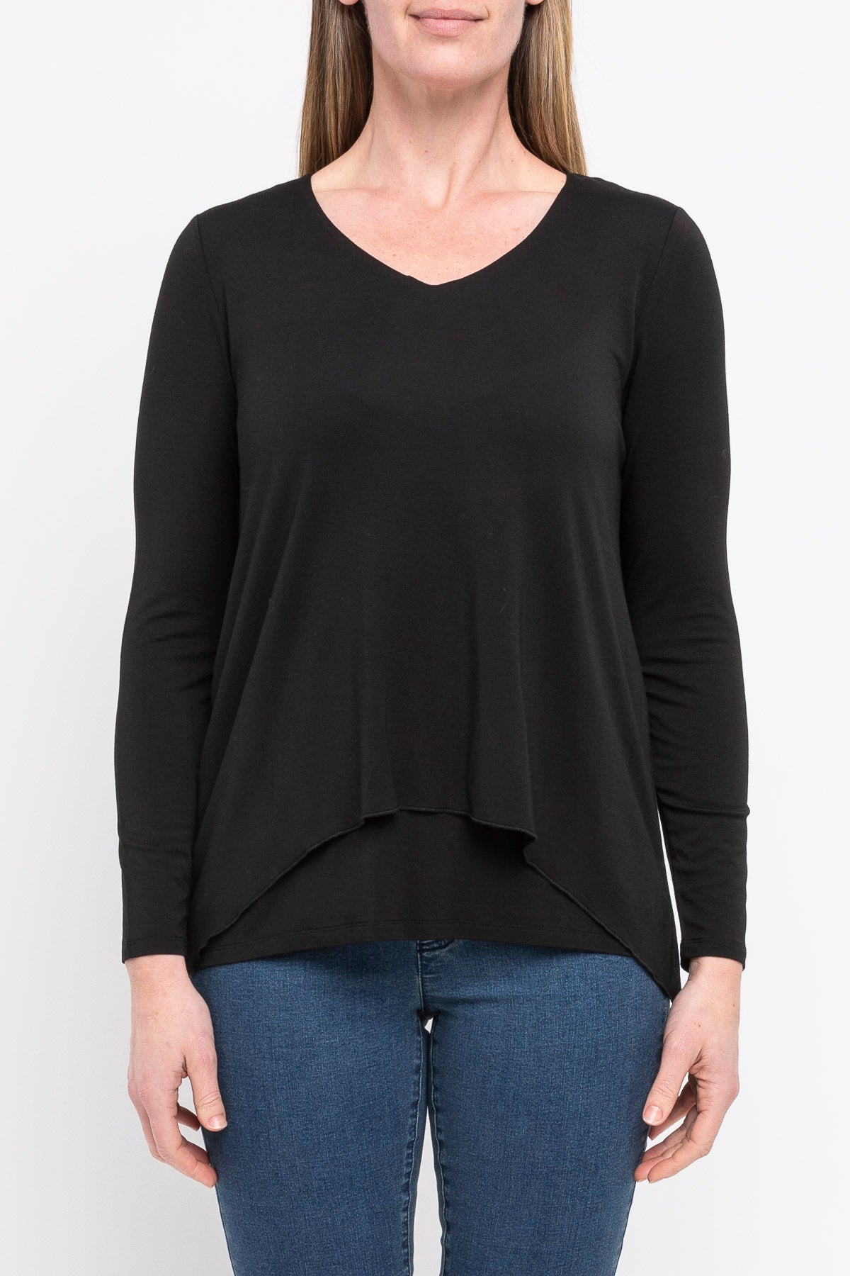 Long Sleeve V Neck Black