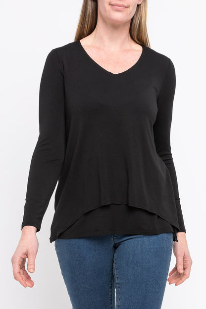 Long Sleeve V Neck Black