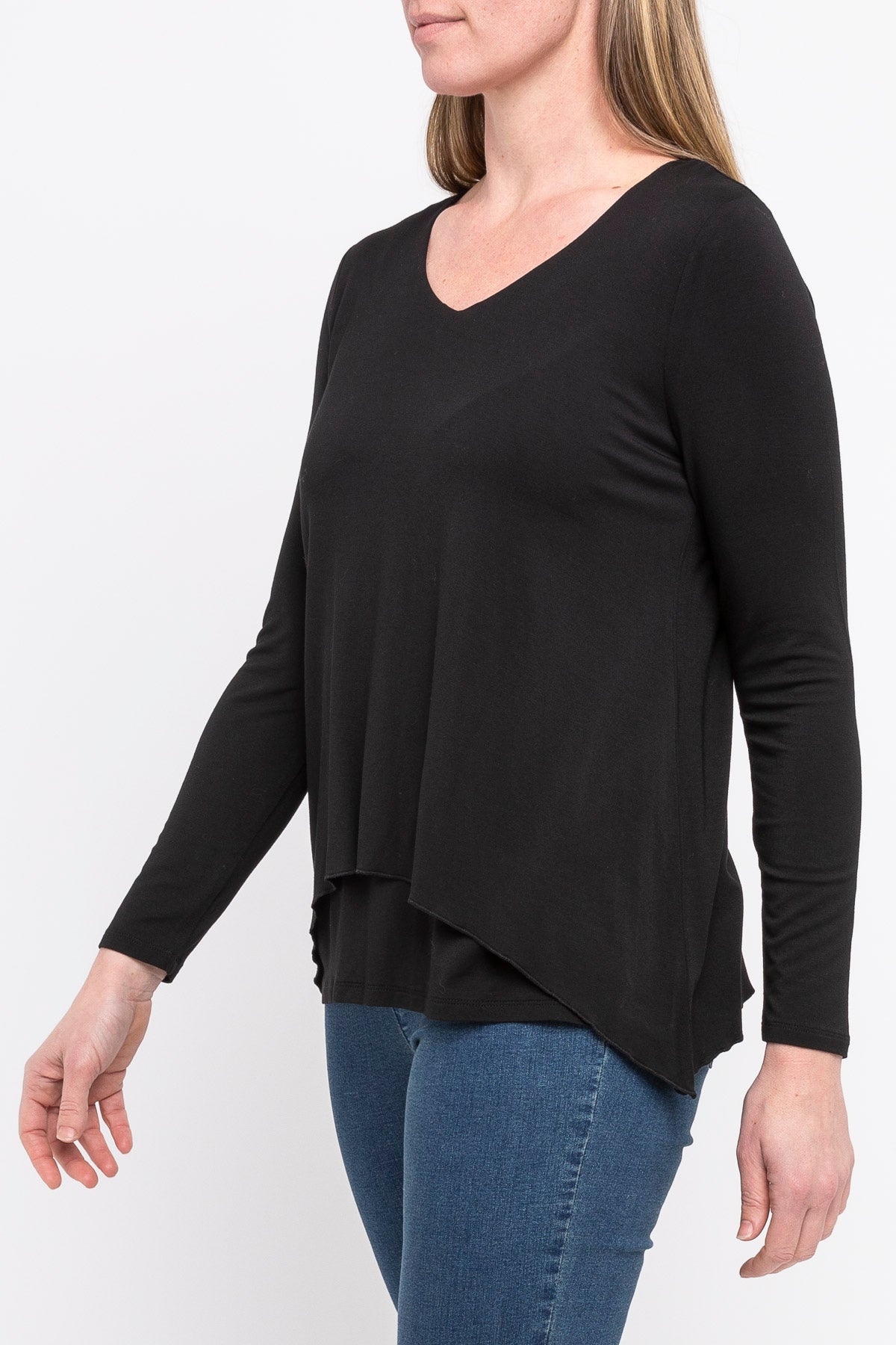 Long Sleeve V Neck Black