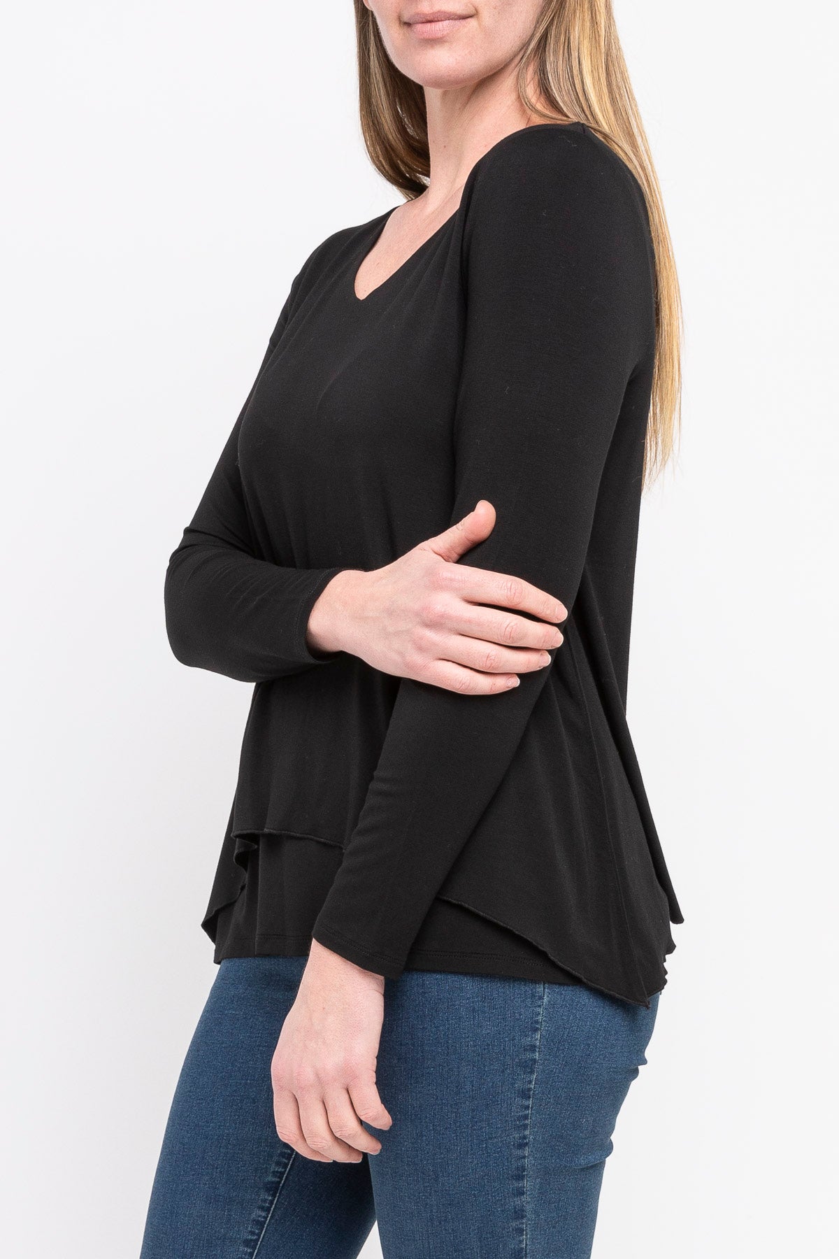 Long Sleeve V Neck Black