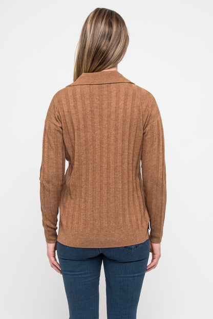 Rib Collared Pullover Toffee